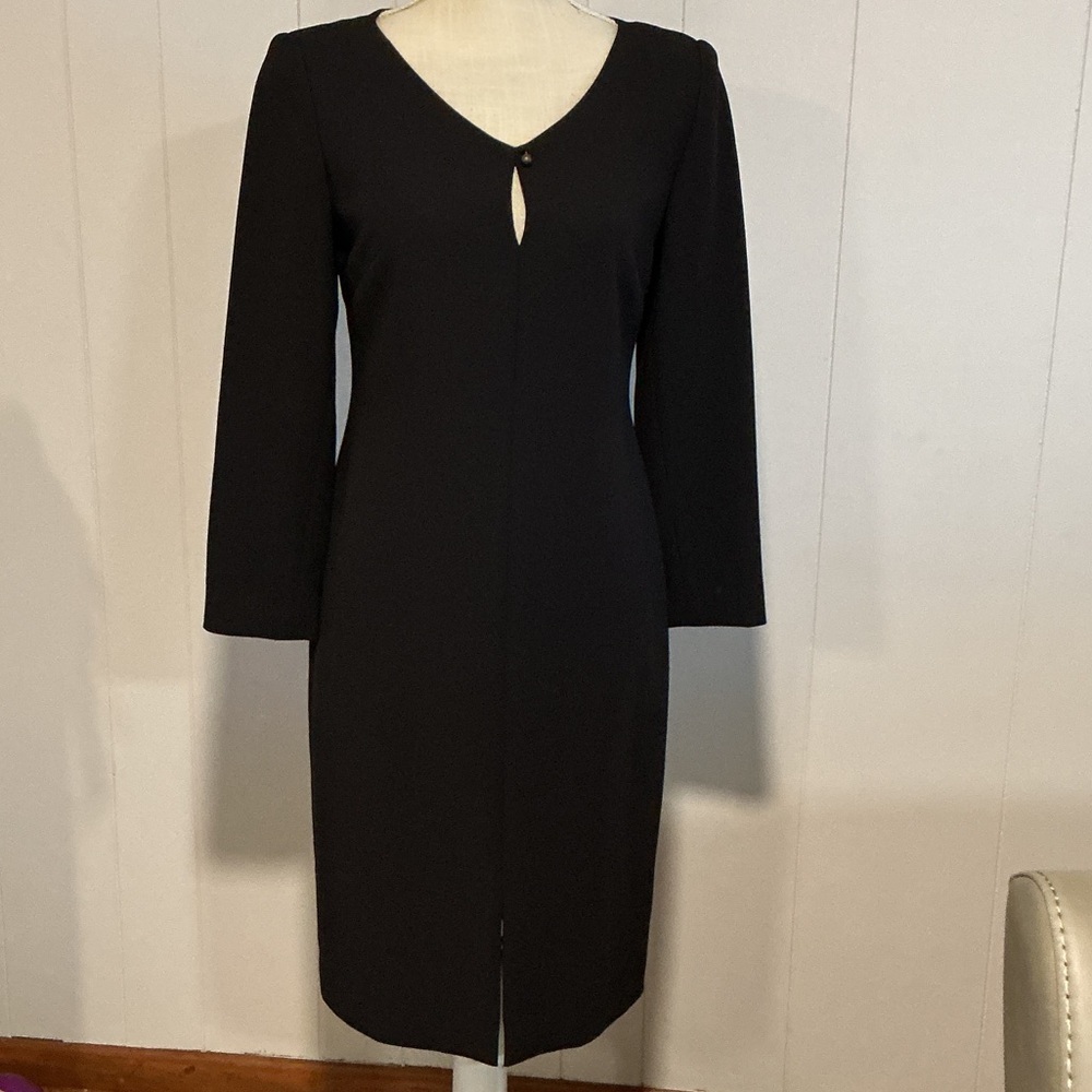Talbots Black Long-Sleeve Sheath Dress With Keyhole